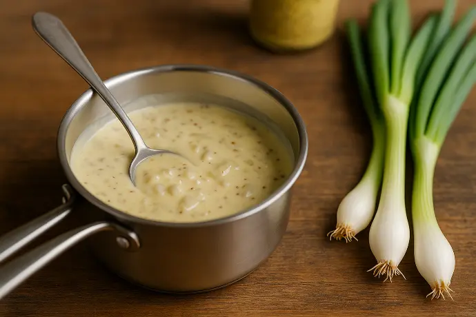 Sauce crème-moutarde à l’oignon